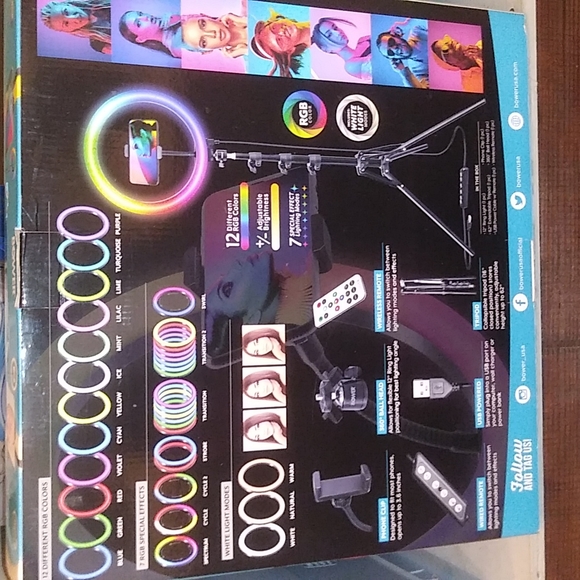 Bower Smart Photography Series Brand. Size 12" White/RGB Ring Light Kit - Picture 2 of 2